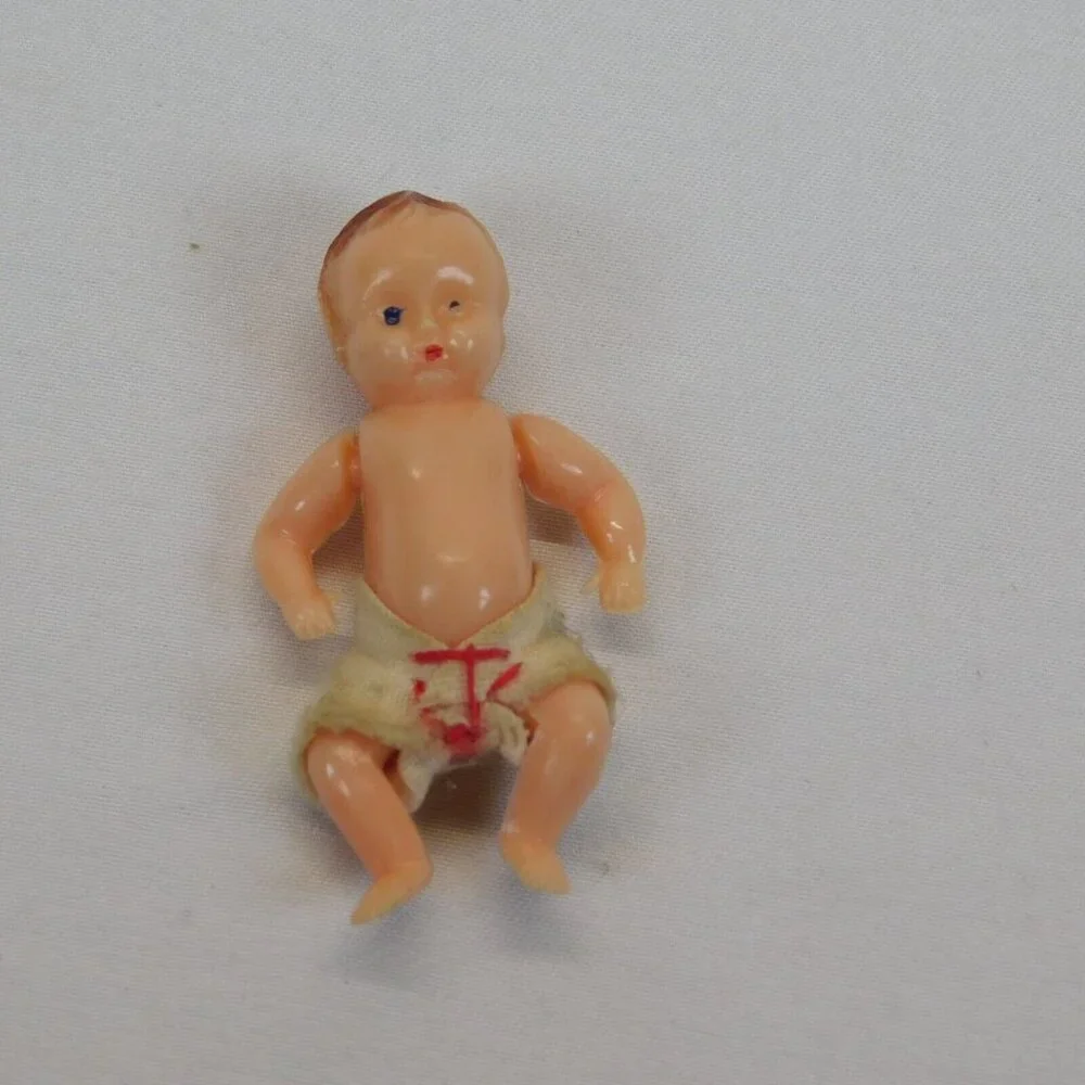 Lot of 3 Creepy Miniature Babydolls Dollhouse Size 1 Articulated Jointed Tiny - Picture 4 of 9